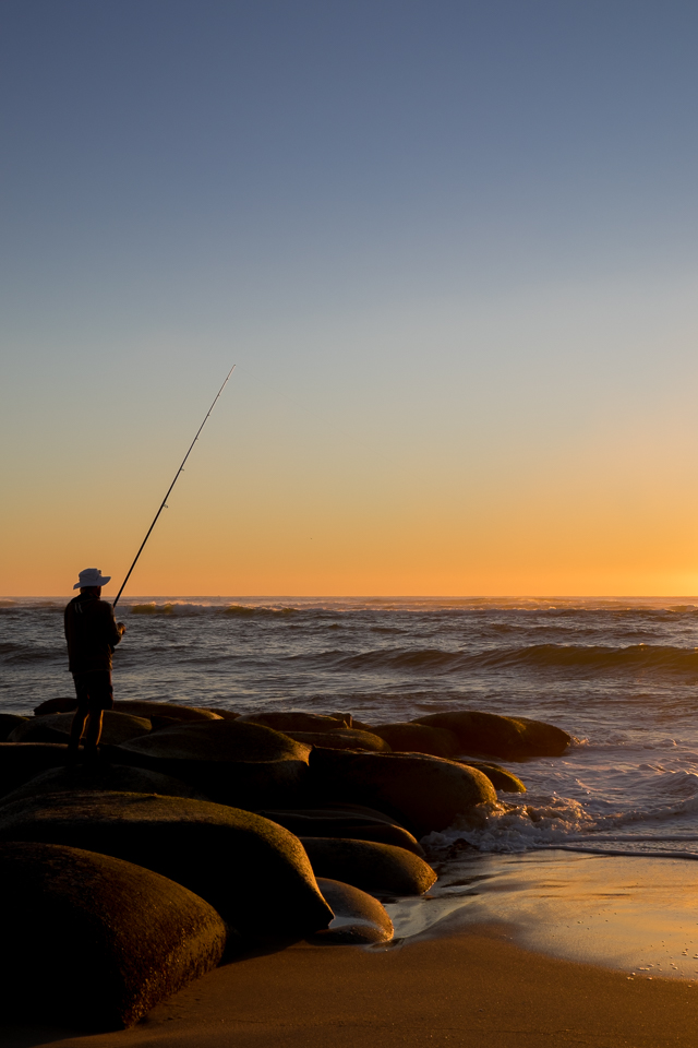 Fisherman at dawn at Cotton Tree on the Sunshine Coast